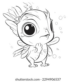 Black and white coloring pages for kids, simple lines, cartoon style, happy, cute, funny, animal in the world