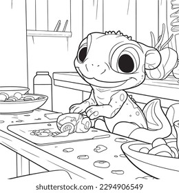 Black and white coloring pages for kids, simple lines, cartoon style, happy, cute, funny, animal in the world
