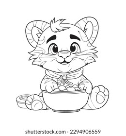 Black and white coloring pages for kids, simple lines, cartoon style, happy, cute, funny, animal in the world