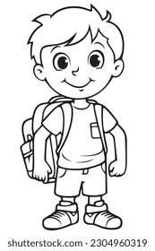 Black and white coloring pages for kids, simple lines, cartoon style, happy, cute, The drawings in the children's coloring book are depicted in a series of different professions. smiling happily
