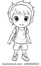 Black and white coloring pages for kids, simple lines, cartoon style, happy, cute, The drawings in the children's coloring book are depicted in a series of different professions. smiling happily
