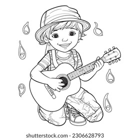 Black and white coloring pages for kids, simple lines, cartoon style, happy, cute, funny, The drawings in the children's coloring book 