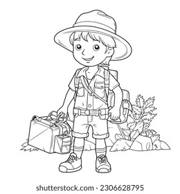 Black and white coloring pages for kids, simple lines, cartoon style, happy, cute, funny, The drawings in the children's coloring book are depicted in a series of different professions