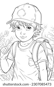 Black and white coloring pages for kids, simple lines, cartoon style, happy, cute, funny, The drawings in the children's coloring book are depicted in a series of different professions.smiling happily