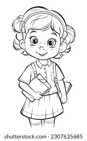 Black and white coloring pages for kids, simple lines, cartoon style, happy, cute, funny, The drawings in the children's coloring book 