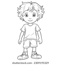 Black and white coloring pages for kids, simple lines, cartoon style, happy, cute, The drawings in the children's coloring book are depicted in a series of different professions. smiling happily