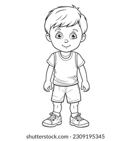 Black and white coloring pages for kids, simple lines, cartoon style, happy, cute, The drawings in the children's coloring book are depicted in a series of different professions. smiling happily