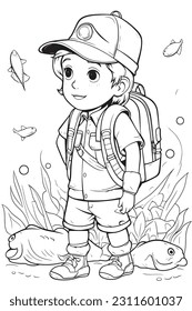 Black and white coloring pages for kids, simple lines, cartoon style, happy, cute, funny, The drawings in the children's coloring book 