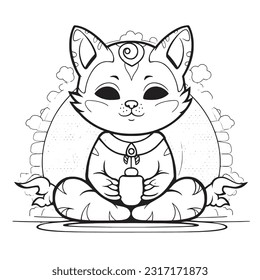 Black and white coloring pages for kids, Kitty Yoga Meditations: A zen-inspired coloring book showcasing cute kitties in various yoga poses
