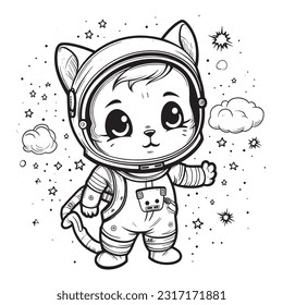 Black and white coloring pages for kids, Kitty Adventures in Space: An intergalactic coloring book following cute kitties as they explore outer space