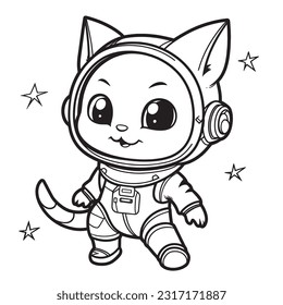 Black and white coloring pages for kids, Kitty Adventures in Space: An intergalactic coloring book following cute kitties as they explore outer space