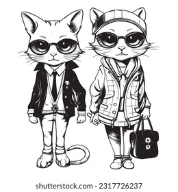 Black and white coloring pages for kids, Kitty Fashion Boutique: A stylish coloring book featuring fashionable kitties trying on trendy outfits