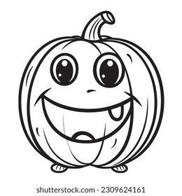 Black and white coloring pages ,Pumpkin ,Halloween for kids, simple lines, vector , cute Halloween, Boo!, Halloween Background