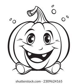 Black and white coloring pages ,Pumpkin ,Halloween for kids, simple lines, vector , cute Halloween, Boo!, Halloween Background