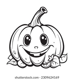 Black and white coloring pages ,Pumpkin ,Halloween for kids, simple lines, vector , cute Halloween, Boo!, Halloween Background