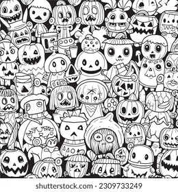 Black and white coloring pages ,Pumpkin ,Halloween for kids, simple lines, vector , cute Halloween, Boo!, Halloween Background