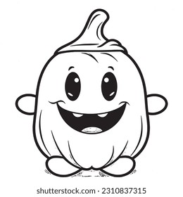Black and white coloring pages ,Pumpkin ,Halloween for kids, simple lines, vector , cute Halloween, Boo!, Halloween Background