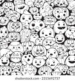 Black and white coloring pages ,Pumpkin ,Halloween for kids, simple lines, vector , cute Halloween, Boo!, Halloween Background
