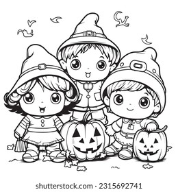 Black and white coloring pages ,Pumpkin ,Halloween for kids, simple lines, vector , cute Halloween, Boo!, Halloween Background