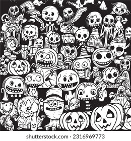 Black and white coloring pages ,Pumpkin ,Halloween for kids, simple lines, vector , cute Halloween, Boo!, Halloween Background