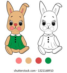 Black and white coloring for preschool children. Vector illustration. Bunny