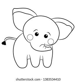 Black and white coloring for preschool children. Vector illustration. Baby elephant