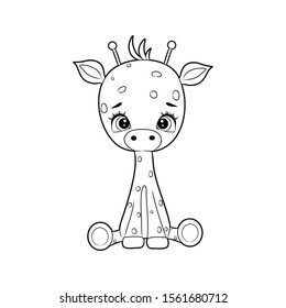 Black and white coloring for preschool children. Vector illustration. Cute giraffe