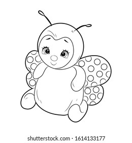 Black and white coloring for preschool children. Vector illustration. ladybug