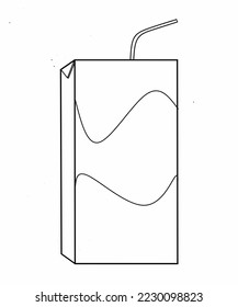 black and white colorless boxed drink vector illustration. color this beverage packaging box with your own color.