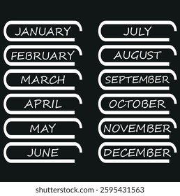 Black and White Colors with Calendar 4 Columns - English