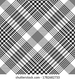 Black and white colors diagonal modern tartan plaid Scottish seamless pattern.Texture from plaid,tablecloths, clothes, shirts, dresses, jacket, skirt, paper, blankets and other textile products. 