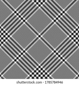 Black and white colors diagonal modern Glen plaid Scottish seamless pattern.Texture from plaid,tablecloths, clothes, shirts, dresses, jacket, skirt, paper, blankets and other textile products. 