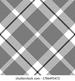 Black and white colors diagonal modern Glen plaid Scottish seamless pattern.Texture from plaid,tablecloths, clothes, shirts, dresses, jacket, skirt, paper, blankets and other textile products. 