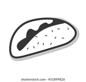 in black and white colors isolated flat icon, vector illustration.