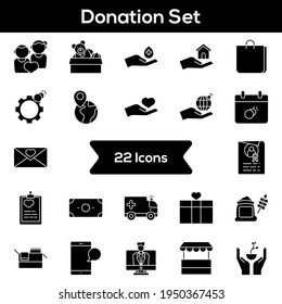 Black and White Colour Set of Scenery Icon In Flat Style.