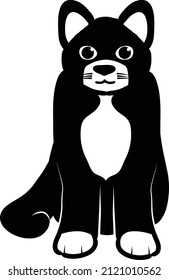 Black and white coloured cat vector icon