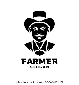 black white Columbia south america farmer character logo icon design cartoon