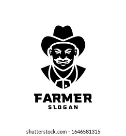 black white Columbia south america farmer character logo icon design cartoon