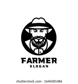 black white Columbia south america farmer character logo icon design cartoon