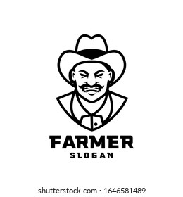 black white Columbia south america farmer character logo icon design cartoon