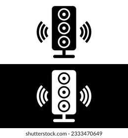 icono de altavoz de columna en blanco y negro para diseño gráfico y web