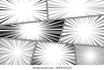Fondo de página de escena abstracta de cómic en blanco y negro.