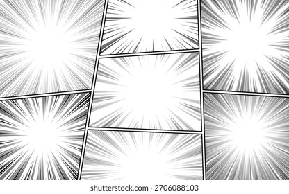 Fondo de página de escena abstracta de cómic en blanco y negro.