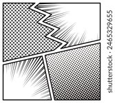 Black and white comic background style frame design, square. Vector illustration.