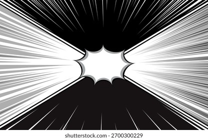 Fondo de cómic blanco y negro con varias Formas de arte pop. Rayos, efectos radiales, medios tonos y puntos. Ilustración vectorial.