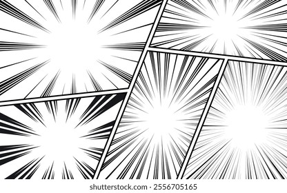 Black and white comic book background template vector page. comic illustration in pop art style. cartoon frame, retro cover halftone effect