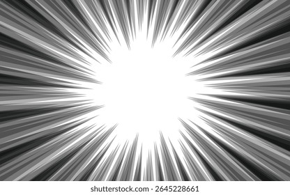 Black and white comic book and manga speed line background. Vector illustration design.