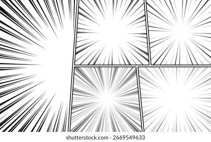 Fondo blanco y negro del panel de la página del cómic. Ilustración vectorial.