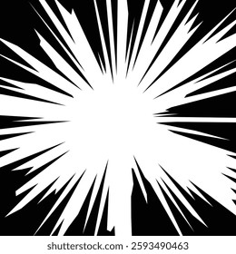 Black and white comic radiation background digital vector illustration