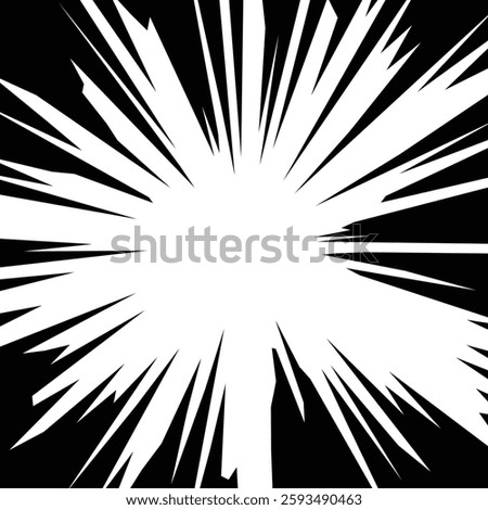 Black and white comic radiation background digital vector illustration